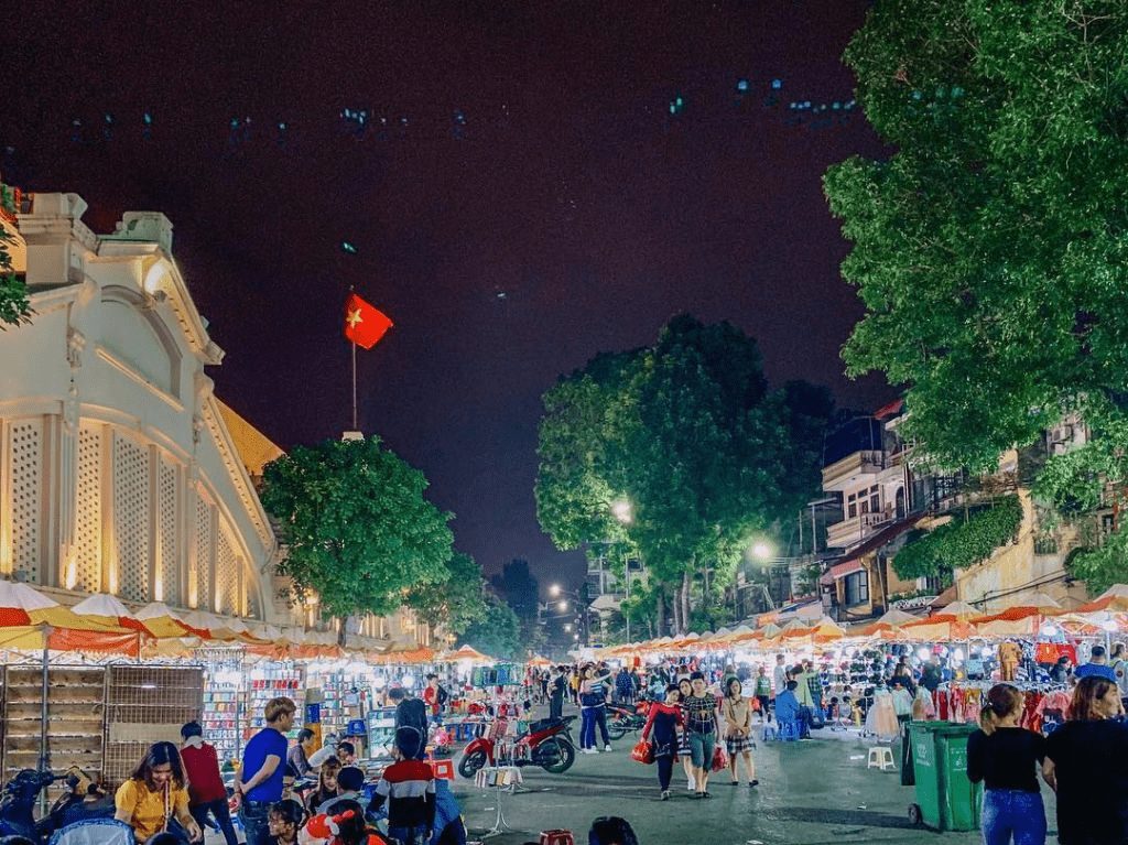 Crowded night market scene