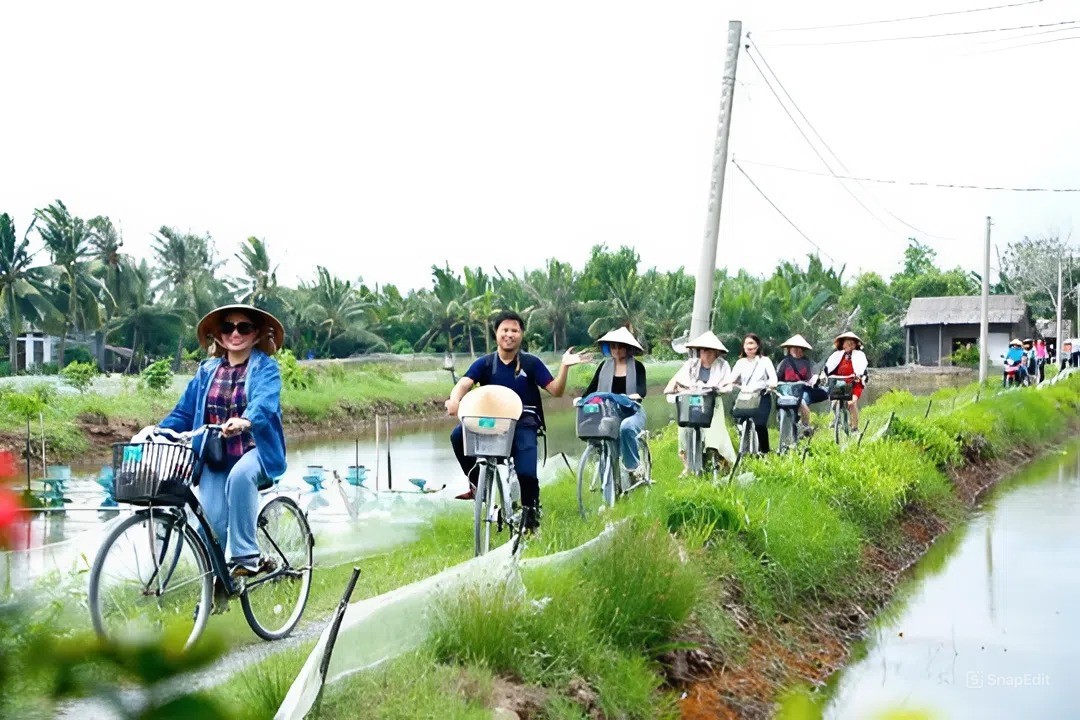 cycling-across-peaceful-village