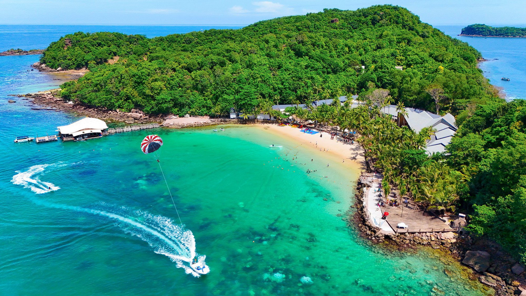 Phu Quoc, Vietnam -- turquoise island beaches, palm trees and tropical coastline