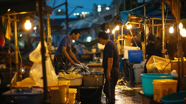 Quan Lan Island local seafood markets