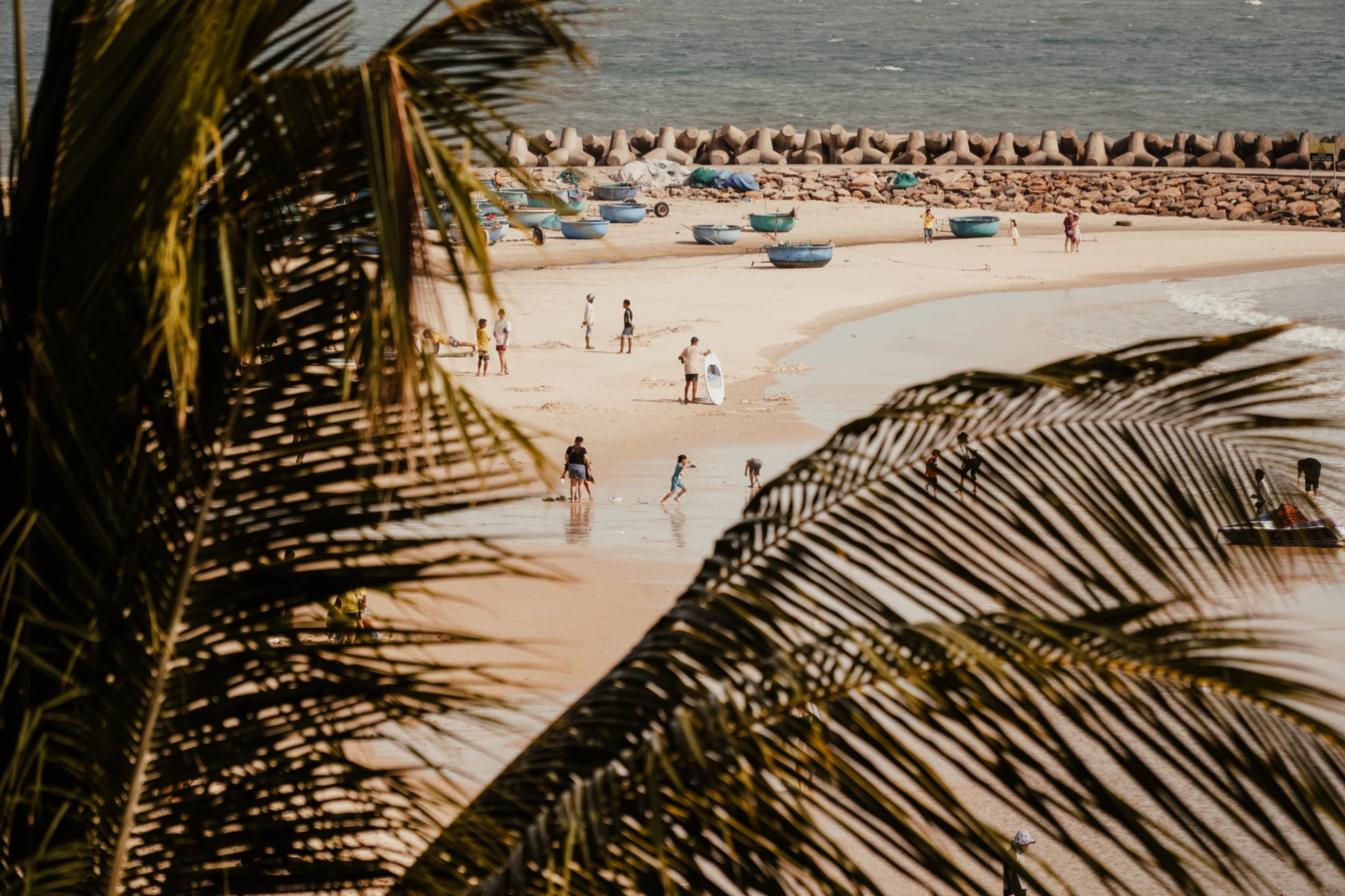 Ong Dia Beach offers calm and steady waves 